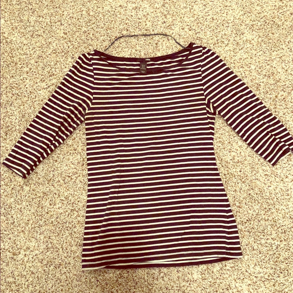 H&M navy & white striped shirt